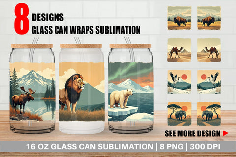 Glass Can Majestic Animal Posters Sublimation artnoy 