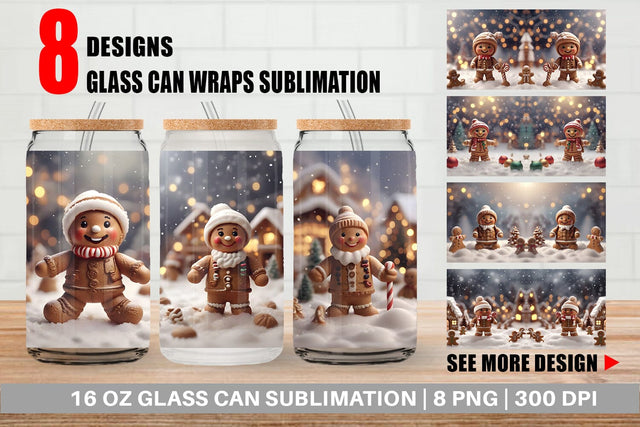 Glass Can Man Gingerbread Christmas Sublimation artnoy 