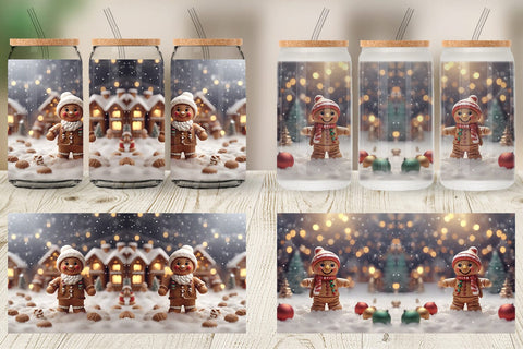 Glass Can Man Gingerbread Christmas Sublimation artnoy 