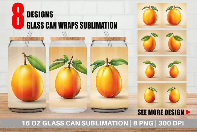 Glass Can Mango Fruit Sublimation artnoy 