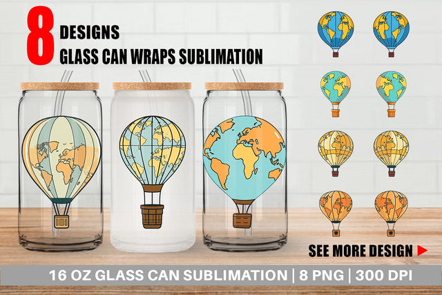 Glass Can Map Hot Air Balloon Sublimation artnoy 