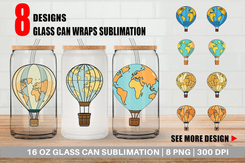 Glass Can Map Hot Air Balloon Sublimation artnoy 