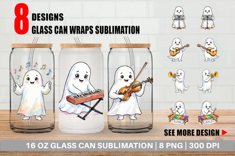 Glass Can Melodic Music Teacher Ghost Sublimation artnoy 