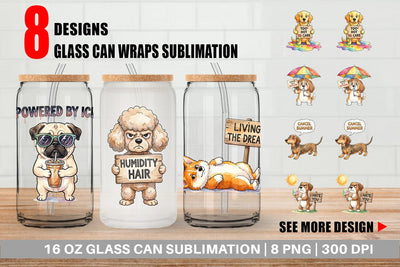 Glass Can Melting Summer Dog Sarcastic Watercolor Sublimation artnoy 