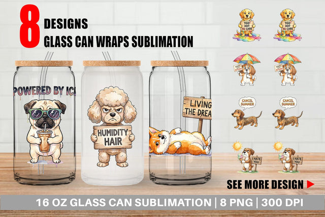 Glass Can Melting Summer Dog Sarcastic Watercolor Sublimation artnoy 
