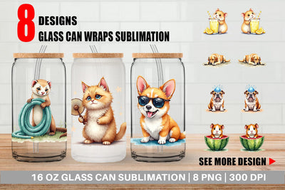 Glass Can Melting Summer Pets Sublimation artnoy 