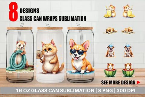 Glass Can Melting Summer Pets Sublimation artnoy 
