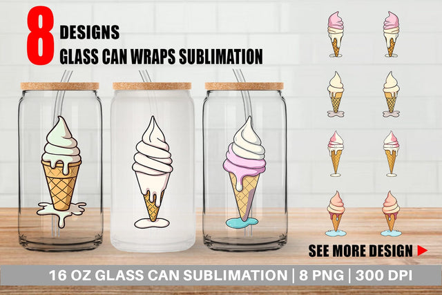 Glass Can Melty Ice Cream Sublimation artnoy 