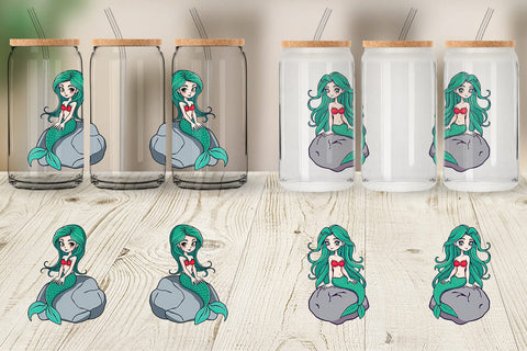 Glass Can Mermaid on Rock Sublimation artnoy 