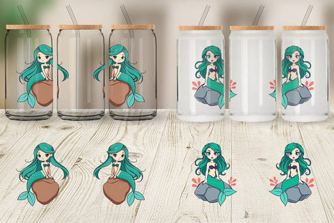 Glass Can Mermaid on Rock Sublimation artnoy 