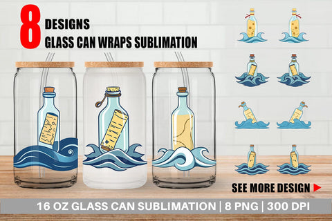 Glass Can Message in a Bottle Sublimation artnoy 