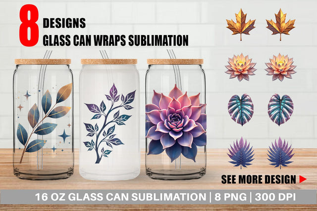 Glass Can Metallic Botanicals Sublimation artnoy 