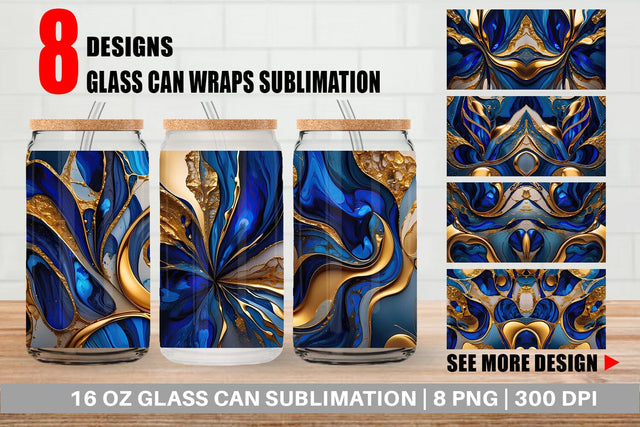 Glass Can Metallic Marble Abstract Sublimation artnoy 