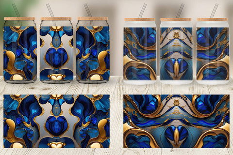 Glass Can Metallic Marble Abstract Sublimation artnoy 