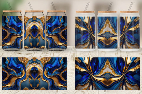 Glass Can Metallic Marble Abstract Sublimation artnoy 