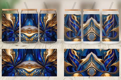 Glass Can Metallic Marble Abstract Sublimation artnoy 