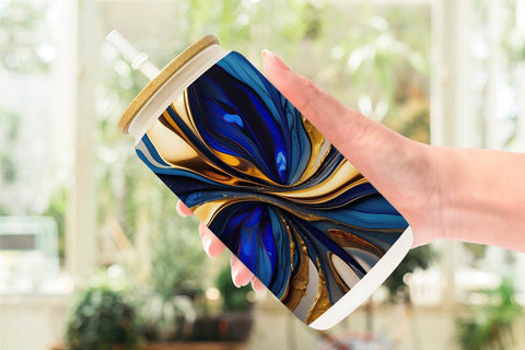 Glass Can Metallic Marble Abstract Sublimation artnoy 