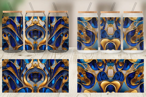 Glass Can Metallic Marble Abstract Sublimation artnoy 