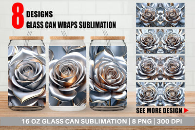 Glass Can Metallic Rose Sublimation artnoy 