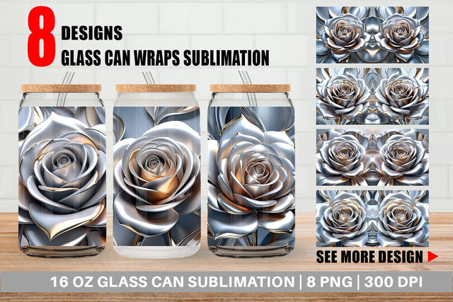 Glass Can Metallic Rose Sublimation artnoy 