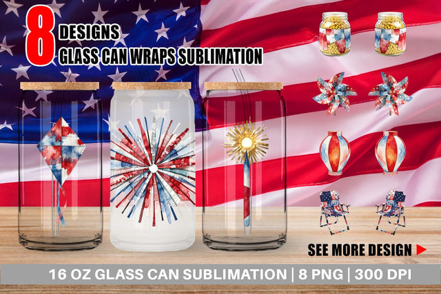 Glass Can Midnight Sparkle Patchwork Watercolor Sublimation artnoy 