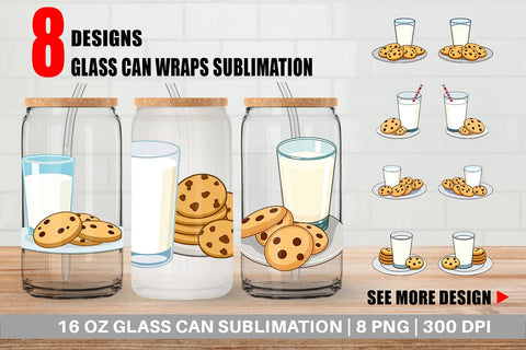 Glass Can Milk and Cookie Sublimation artnoy 