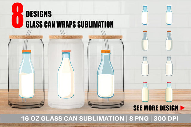 Glass Can Milk Bottle Sublimation artnoy 