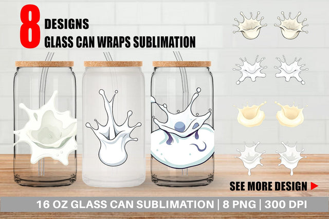 Glass Can Milk Splash Sublimation artnoy 