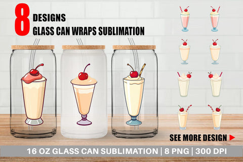 Glass Can Milkshake with Cherry Sublimation artnoy 