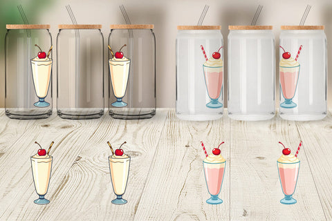 Glass Can Milkshake with Cherry Sublimation artnoy 