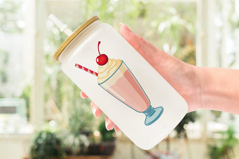 Glass Can Milkshake with Cherry Sublimation artnoy 