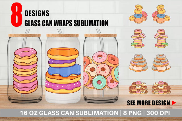 Glass Can Mini Donut Stack Sublimation artnoy 