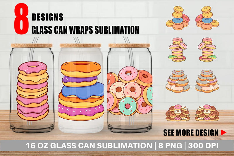 Glass Can Mini Donut Stack Sublimation artnoy 