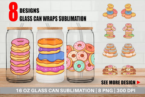 Glass Can Mini Donut Stack Sublimation artnoy 