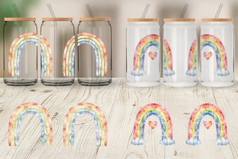Glass Can Minimalist Boho Rainbow Sublimation artnoy 