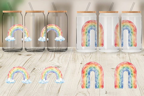 Glass Can Minimalist Boho Rainbow Sublimation artnoy 