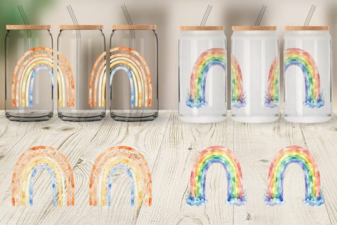Glass Can Minimalist Boho Rainbow Sublimation artnoy 