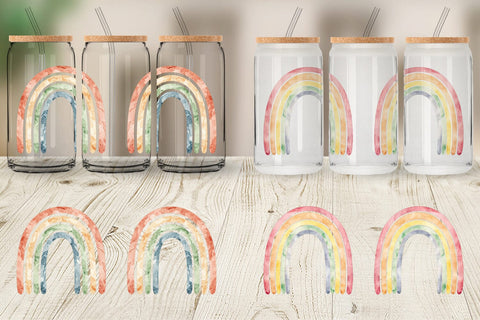 Glass Can Minimalist Boho Rainbow Sublimation artnoy 
