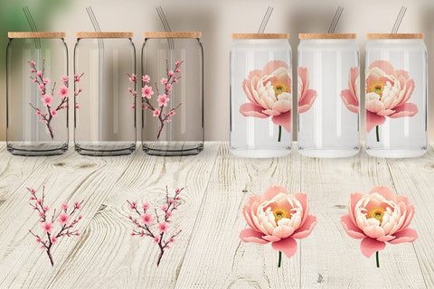 Glass Can Minimalist Florals Sublimation artnoy 