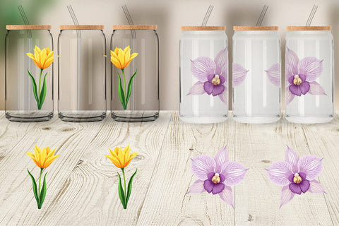 Glass Can Minimalist Florals Sublimation artnoy 