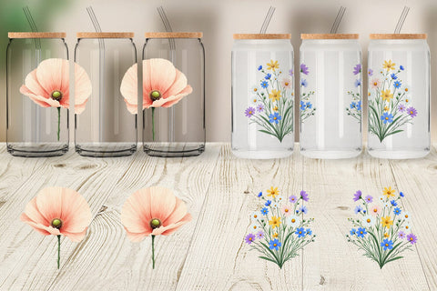 Glass Can Minimalist Florals Sublimation artnoy 