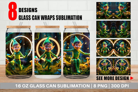 Glass Can Mischievous Elf Sublimation artnoy 