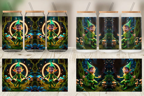 Glass Can Mischievous Elf Sublimation artnoy 