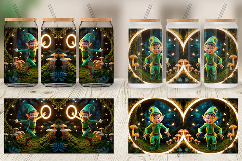 Glass Can Mischievous Elf Sublimation artnoy 