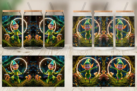 Glass Can Mischievous Elf Sublimation artnoy 