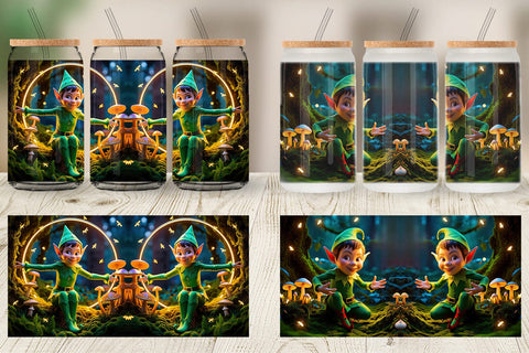 Glass Can Mischievous Elf Sublimation artnoy 
