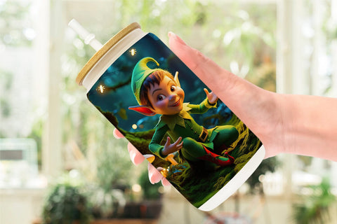 Glass Can Mischievous Elf Sublimation artnoy 