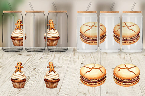 Glass Can Misfit Gingerbread Sweets & Treats Watercolor Sublimation artnoy 