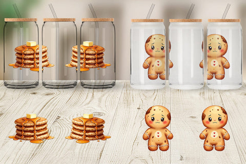 Glass Can Misfit Gingerbread Sweets & Treats Watercolor Sublimation artnoy 