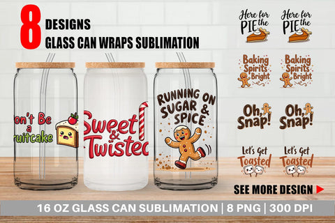 Glass Can Misfit Holiday Treats: Funny Foodie Quotes Sublimation artnoy 